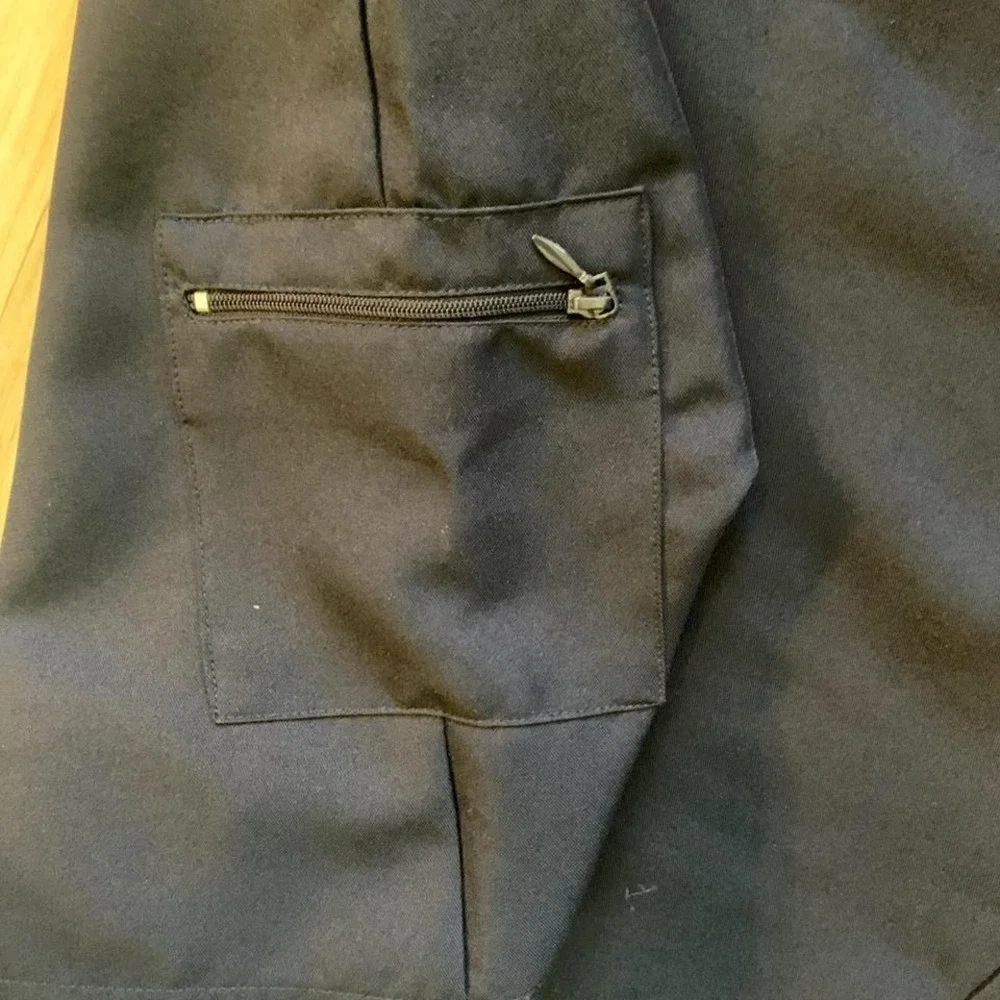 Navy‎ blue Lee School A-line dress with gold buckle detail